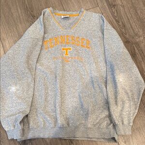 NCAA Tennessee Grey V-Neck Sweatshirt with Orange Logo
